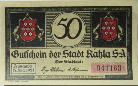Аверс банкноты 50 fenigów (Niemcy) 1921