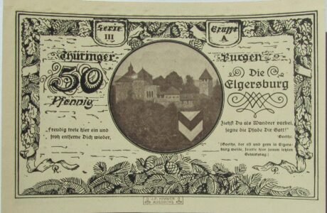 Реверс банкноты 50 fenigów Leuchtenburg - wydanie 3A: Elgersburg (Niemcy) 1921