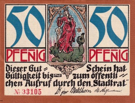 Аверс банкноты 50 fenigów (Niemcy) 1921