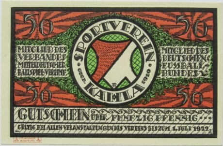 Аверс банкноты 50 пфеннигов Sportverein Kahla - A2 (Германия) 1921 года