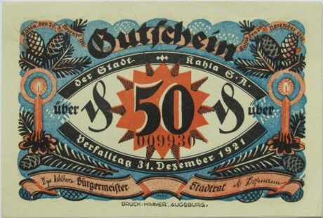 Аверс банкноты Seria bożonarodzeniowa 50 fenigów (Niemcy) 1921