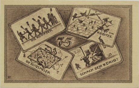 Реверс банкноты 75 fenigów Schachklub Kahla - wydanie 6 (Niemcy) 1921