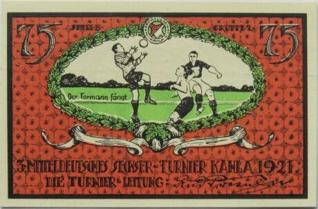 Реверс банкноты 75 пфеннигов Sportverein Kahla - B2 (Германия) 1921 года