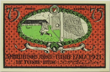 Реверс банкноты 75 пфеннигов Sportverein Kahla - B5 (Германия) 1921 года