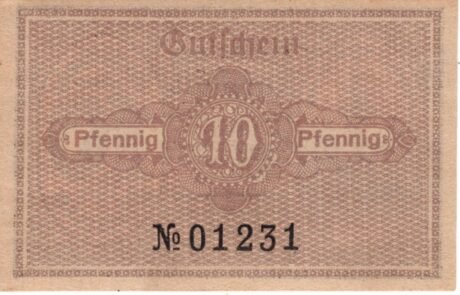 Реверс банкноты 10 fenigów (Niemcy) 1920