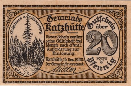 Аверс банкноты 20 fenigów (Niemcy) 1920