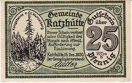 Аверс банкноты 25 fenigów (Niemcy) 1920
