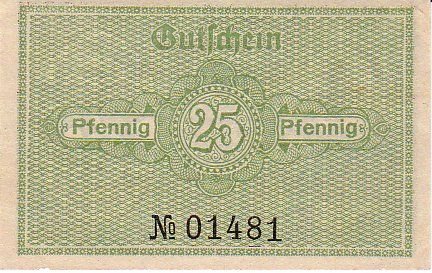 Реверс банкноты 25 fenigów (Niemcy) 1920