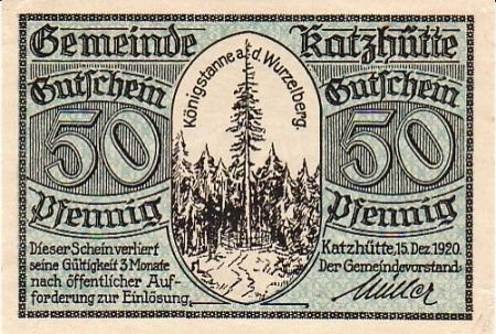 Аверс банкноты 50 fenigów (Niemcy) 1920