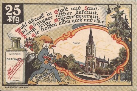 Реверс банкноты 25 fenigów (Niemcy) 1921