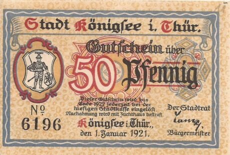 Аверс банкноты 50 fenigów (Niemcy) 1921