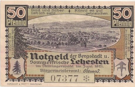 Аверс банкноты 50 fenigów (Niemcy) 1921