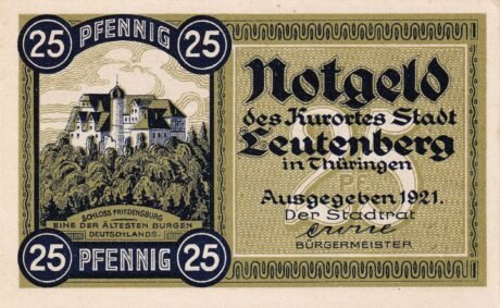 Аверс банкноты 25 пфеннигов (Германия) 1921 года