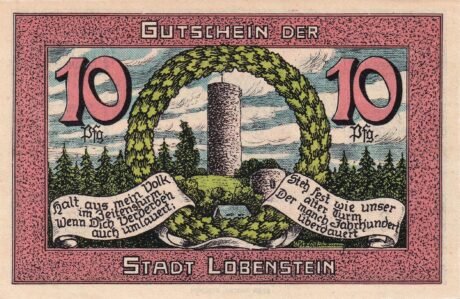 Реверс банкноты 10 fenigów (Niemcy) 1921