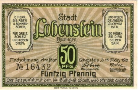 Аверс банкноты 50 fenigów (Niemcy) 1921