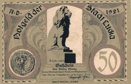 Аверс банкноты 50 fenigów (Niemcy) 1921
