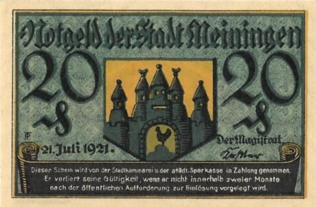 Аверс банкноты 20 fenigów (Niemcy) 1921