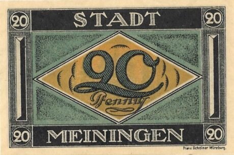 Реверс банкноты 20 fenigów (Niemcy) 1921