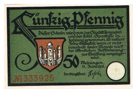 Аверс банкноты 50 fenigów (Niemcy) 1921