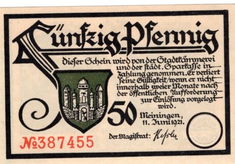 Аверс банкноты 50 fenigów (Niemcy) 1921