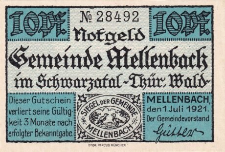 Аверс банкноты 10 fenigów (Niemcy) 1921