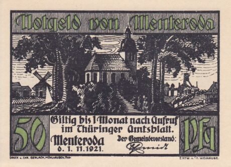 Аверс банкноты 50 fenigów (Niemcy) 1921