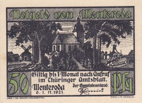 Аверс банкноты 50 fenigów (Niemcy) 1921