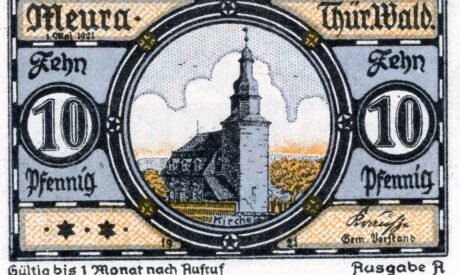 Аверс банкноты 10 fenigów (Niemcy) 1921