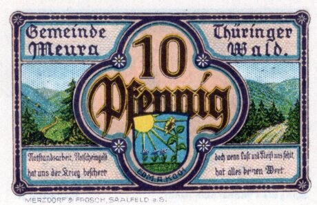 Реверс банкноты 10 fenigów (Niemcy) 1921