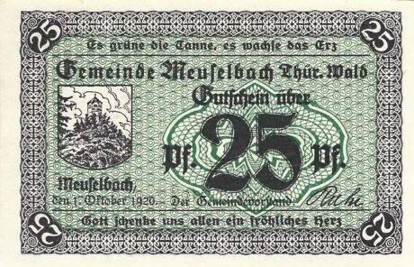 Аверс банкноты 25 fenigów (Niemcy) 1920