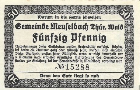 Реверс банкноты 50 fenigów (Niemcy) 1920