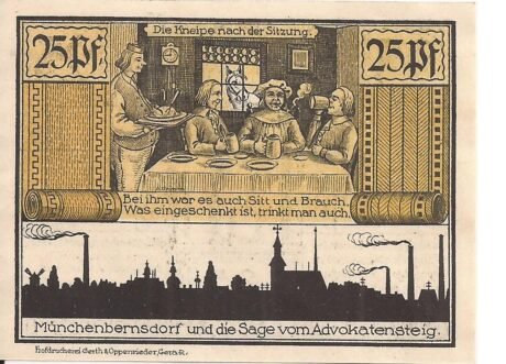 Реверс банкноты 25 fenigów (Niemcy) 1921