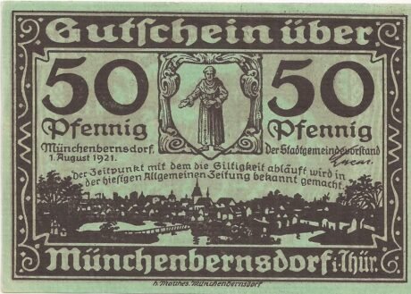 Аверс банкноты 50 fenigów (Niemcy) 1921