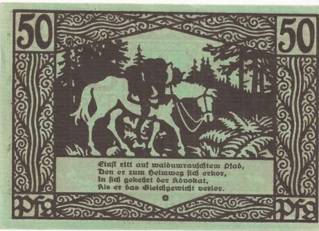 Реверс банкноты 50 fenigów (Niemcy) 1921