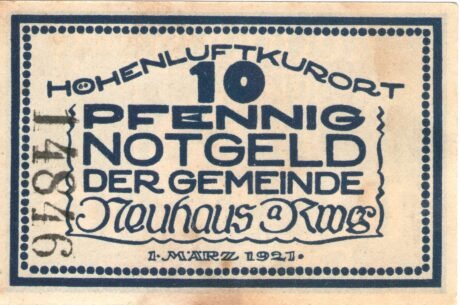 Аверс банкноты 10 Pfennig (Германия) 1921 года