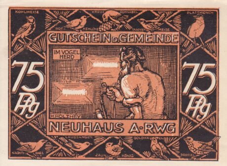 Реверс банкноты 75 fenigów (Niemcy) 1921