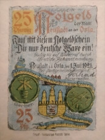 Аверс банкноты 25 fenigów (Niemcy) 1921