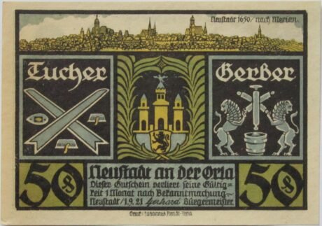 Аверс банкноты Seria historyczna 50 fenigów (Niemcy) 1921
