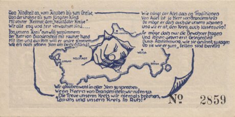 Реверс банкноты 1,50 marki Verlag Neustädter Kreisbote (Niemcy) 1921