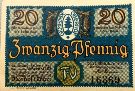 Аверс банкноты 20 fenigów (Niemcy) 1921