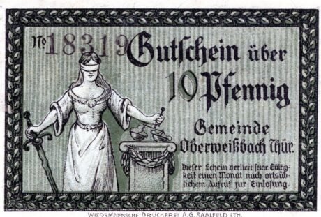 Реверс банкноты 10 пфеннигов (Германия) 1921 года