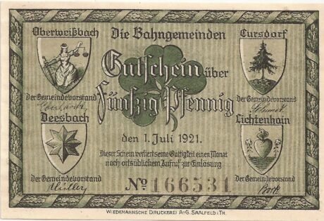 Аверс банкноты 50 fenigów (Niemcy) 1921