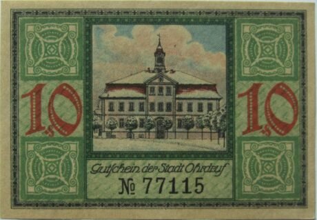 Реверс банкноты 10 fenigów (Niemcy) 1921