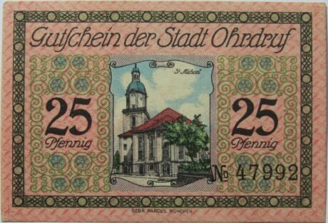 Реверс банкноты 25 fenigów (Niemcy) 1921