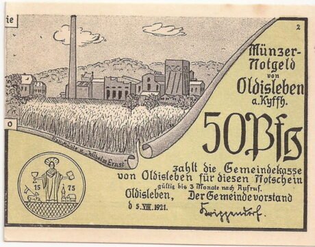 Аверс банкноты 50 fenigów (Niemcy) 1921