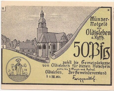 Аверс банкноты 50 fenigów (Niemcy) 1921
