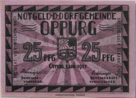 Аверс банкноты 25 fenigów (Niemcy) 1921