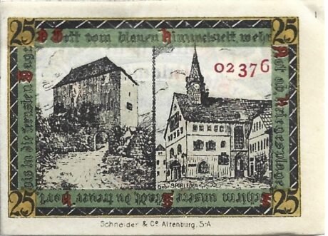 Реверс банкноты 25 fenigów (Niemcy) 1920