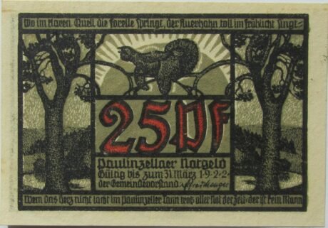 Аверс банкноты 25 fenigów (Niemcy)