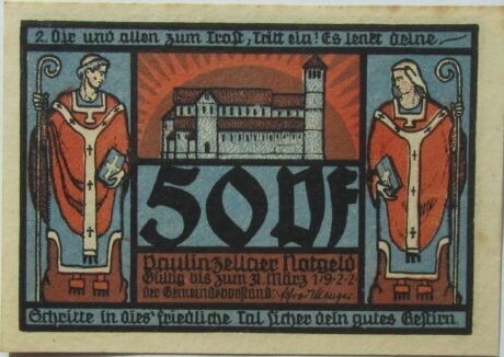 Аверс банкноты Seria klasztorna 50 fenigów – numer 2 (Niemcy)